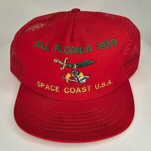 Vintage All Florida 1989 Space Coast USA Snapback Trucker Hat